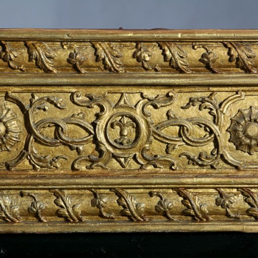 Lancia reale a 24 remi dell’epoca di Carlo di Borbone (prima metà  sec. XVIII), particolare d’intaglio in oro